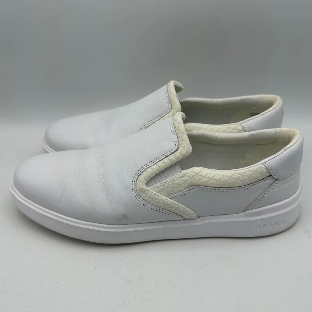 Cole Haan Grand Series White Leather Slip On Sneakers Women Size 9.5 B